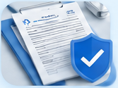 Documento ilustrativo com selo azul de verificação